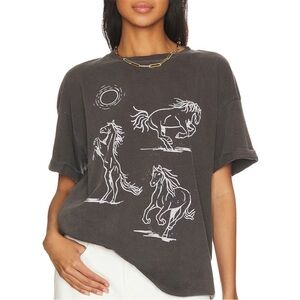 Anthropologie Girl Dangerous Bronco Horse Oversize Tee